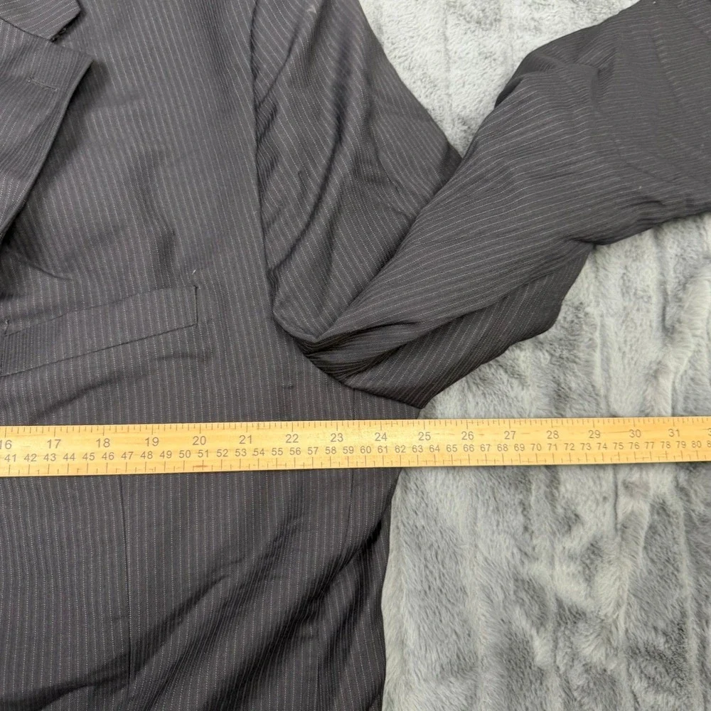 Lauren Ralph Lauren Mens Pinstripe Wool Blazer Suit Jacket Charcoal Gray 9233